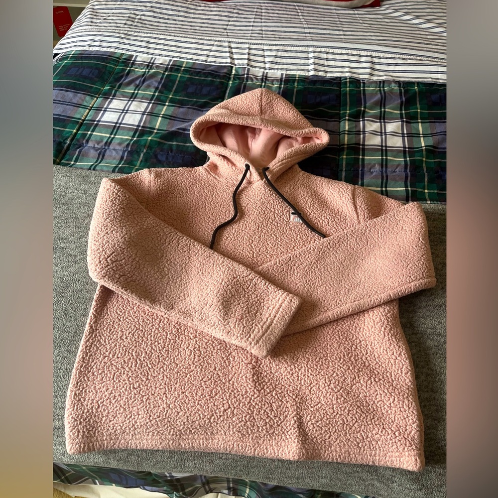 Soft dustry rose pink fila fuzzy hoodie size small